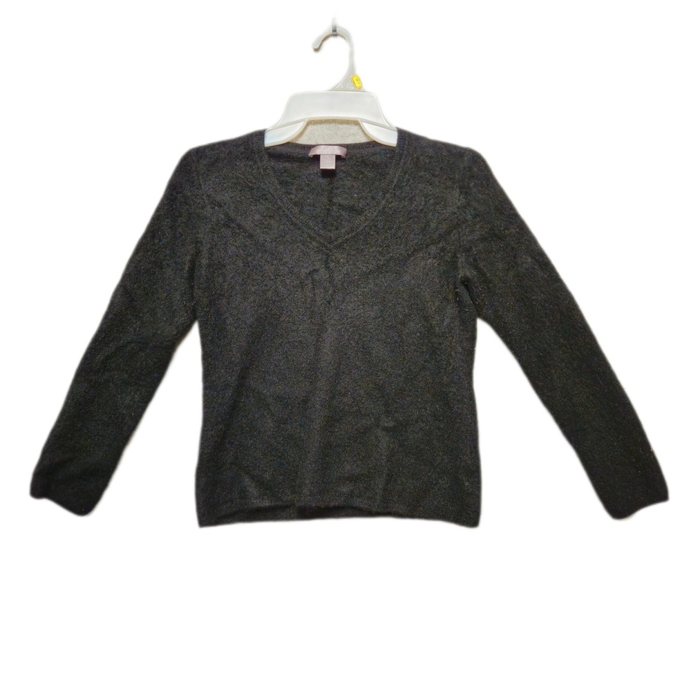 Charter Club 100% Cashmere Women's Black V-neck Long Sleeve Sweater Top Size‎ M